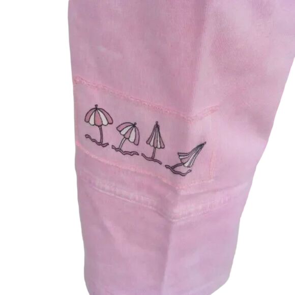 PRODUCE COMPANY Pants, L, Pink, Cropped, Elastic Waist, Umbrellas, Tree - Picture 10 of 12